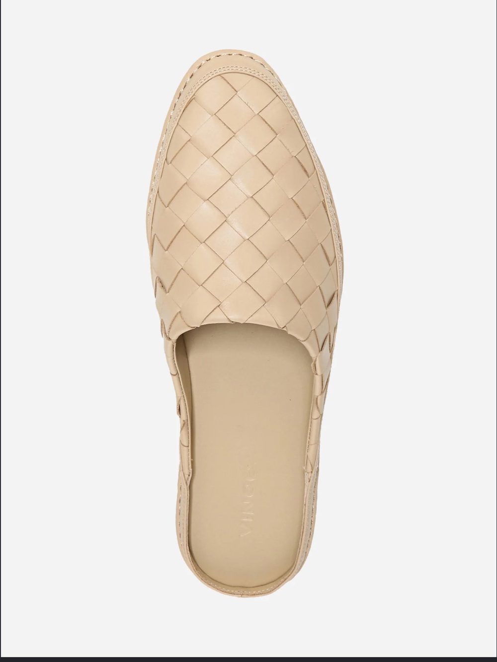 VINCE Freeman Woven Leather Mule Slippers Sz 8.5 Tan